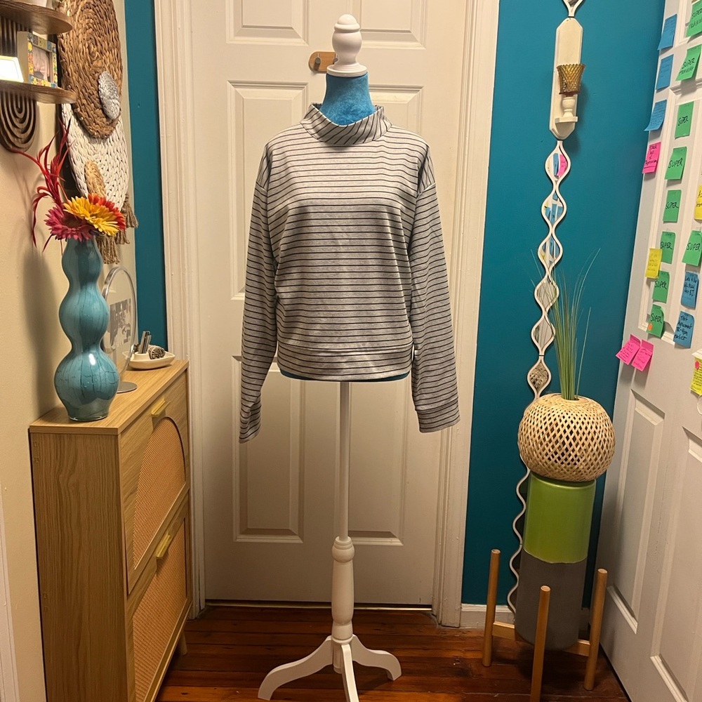 Striped Gray Mock Turtleneck